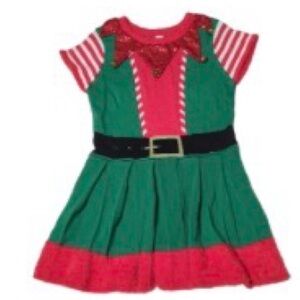 Festive Green and Red Elf Costume for Kids